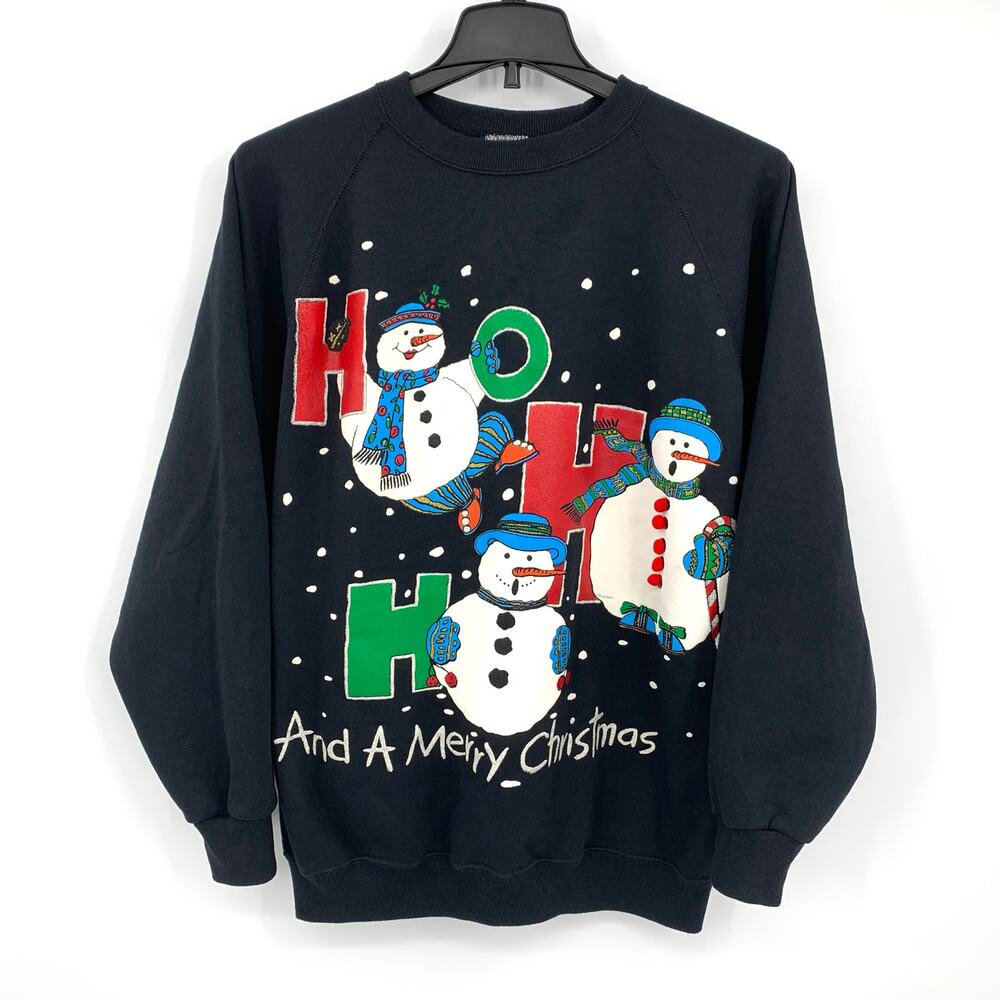 EZL Christmas Snowman Sweatshirt Women's One Size Fits All (XL) 1992 VTG Granny